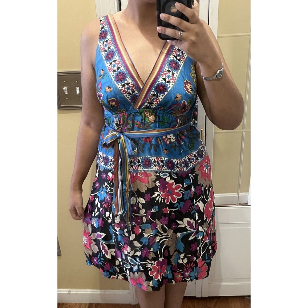 Vintage Y2K 100% Silk Floral Paisley Wrap Dress Size Small/Medium - Picture 2 of 9